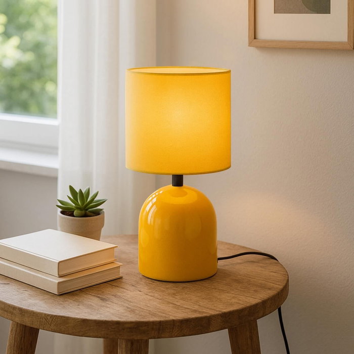 Opviq Lámpara de Mesa Amarilla con Cuerpo Metálico